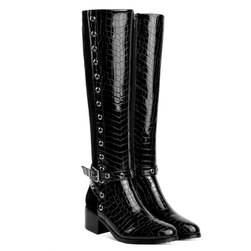 Ann Creek "Rucio" Crocodile Print Black Boots